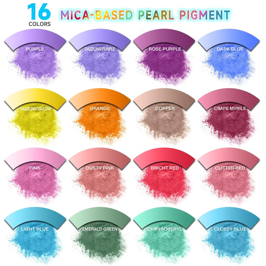 16-Color Mica Powder Set - Natural Pigment for Resin, Soap & Candle Coloring