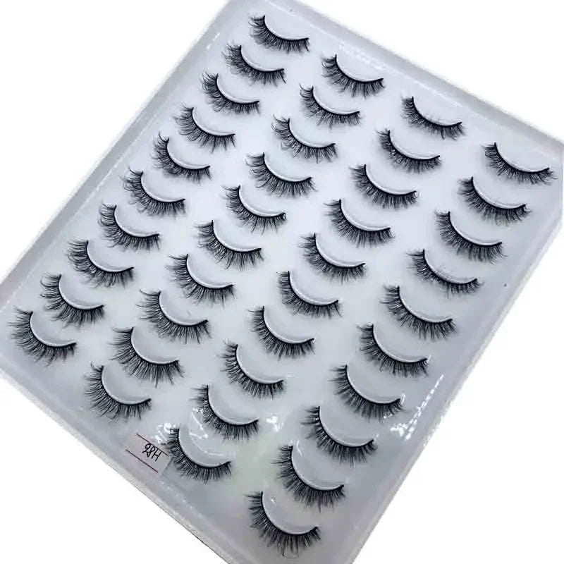 False Eyelashes 20 Pairs 3D Mink Natural Thick Wispy Eye Makeup Extension Tools