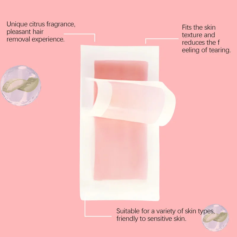 Professional Painless Hair Removal Wax Strips for Face & Body - 30 Pieces