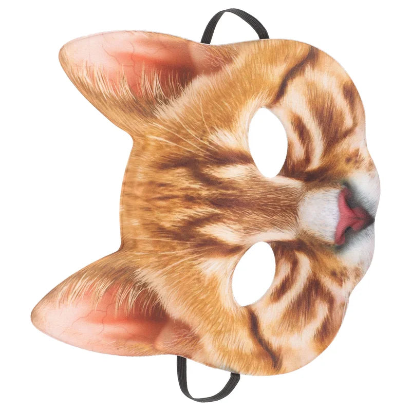 Cat Mask Halloween Headband with Veil Costume Masquerade Cosplay Face Accessory
