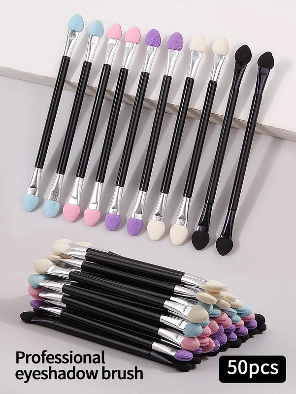 Professional Double-Head Eyeshadow Applicator Set - Mini Makeup Sponge & Brush