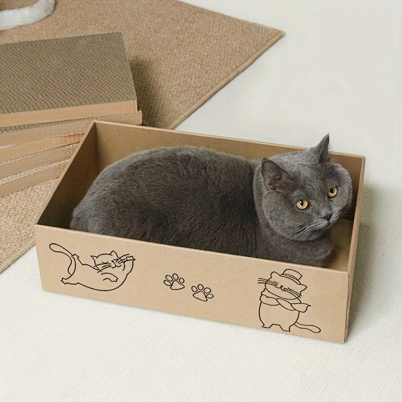 Corrugated Cardboard Cat Scratch Board - Double-Sided, Wear-Resistant, Non-Shedding, Universal Fit, 5 Pack