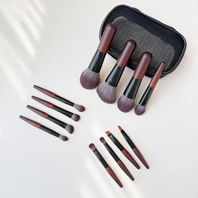 12 Pcs Travel Makeup Brushes Set with Bag - Eyeshadow Blush Foundation Tools