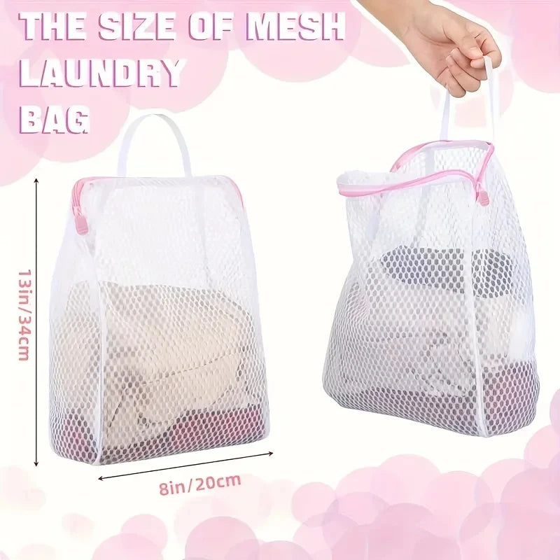2pcs Honeycomb Mesh Laundry Bags with Handles - Durable Polyester Delicate Clothes Storage