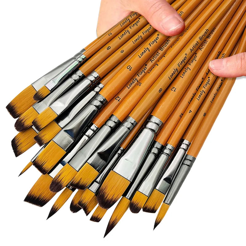 Artist Paint Brush Set - 6/24 Pcs Premium Nylon Hair Paintbrushes for Acrylic, Oil, Watercolor Painting