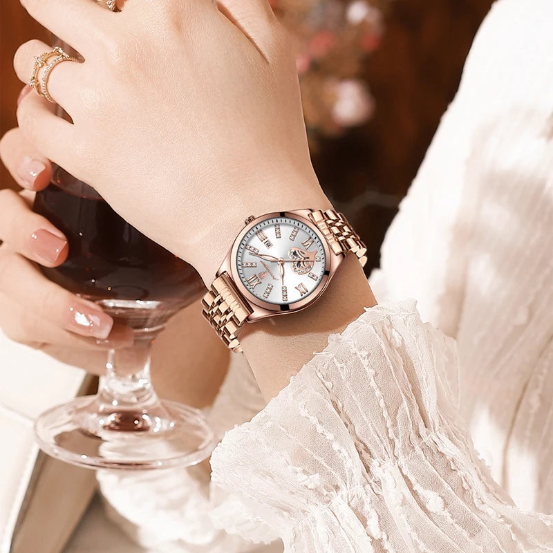 Luxury Waterproof Luminous Quartz Women's Wristwatch - Stainless Steel Elegant Fashion Watch