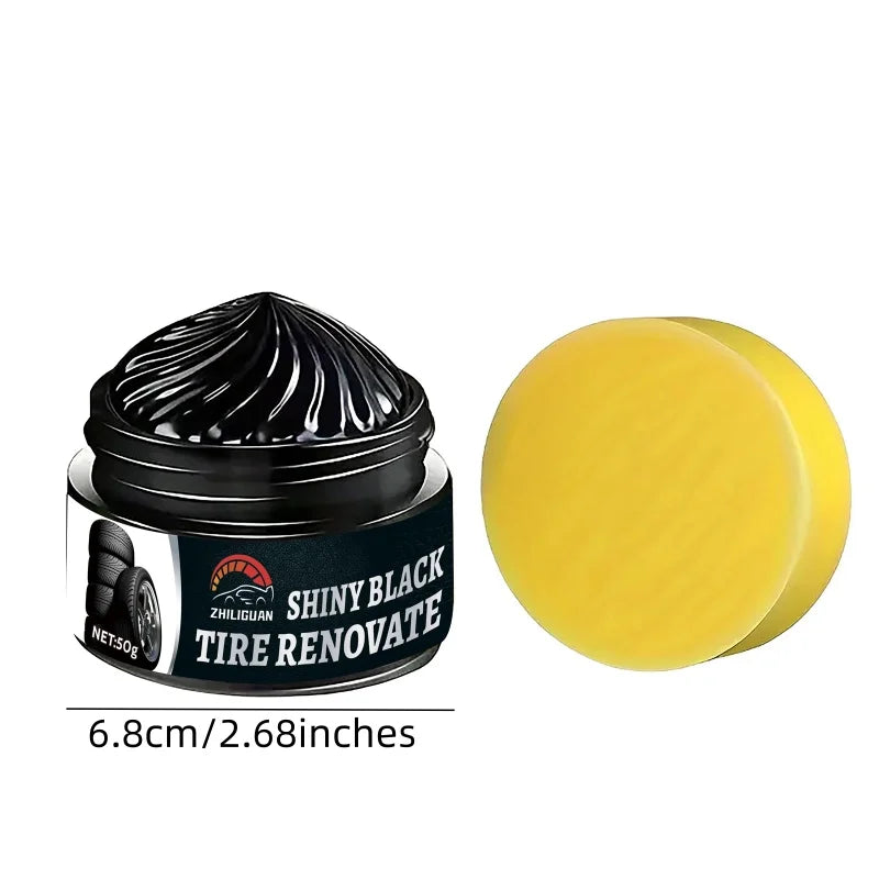 Car Tire Polishing Wax with UV Protection Waterproof Coating - Restores Black Finish