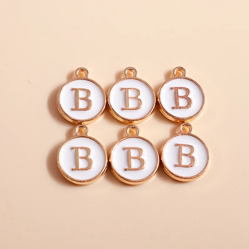 10pcs Mini White Alphabet Charms for DIY Jewelry Making - Name Necklace & Bracelet Pendants