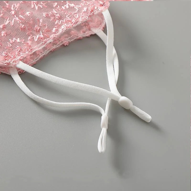 Reusable Breathable Face Mask with Lace Design - Multiple Colors, Cosplay & Outdoor Use