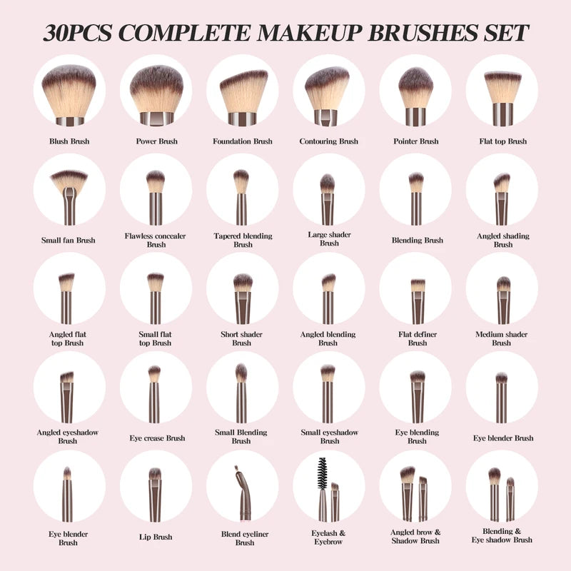 34-Piece Makeup Tools Kit with Brush, Sponge, Remover & Bag - Multiple Colors