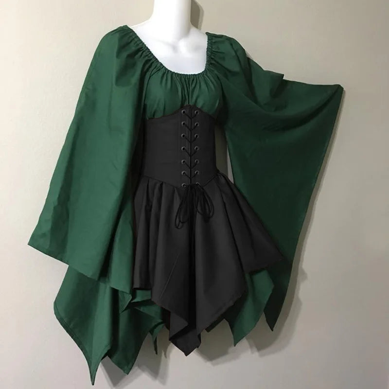 Halloween Fairy Elf Costume for Women Princess Cosplay Vintage Dress