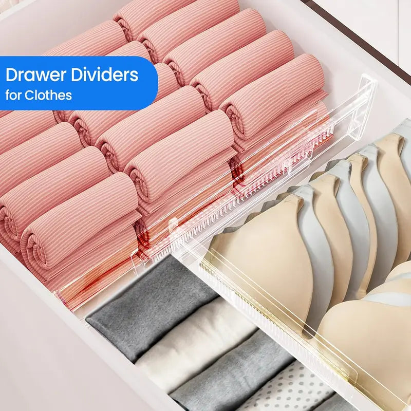 Adjustable Plastic Drawer Dividers Set for Kitchen Baby Office Storage