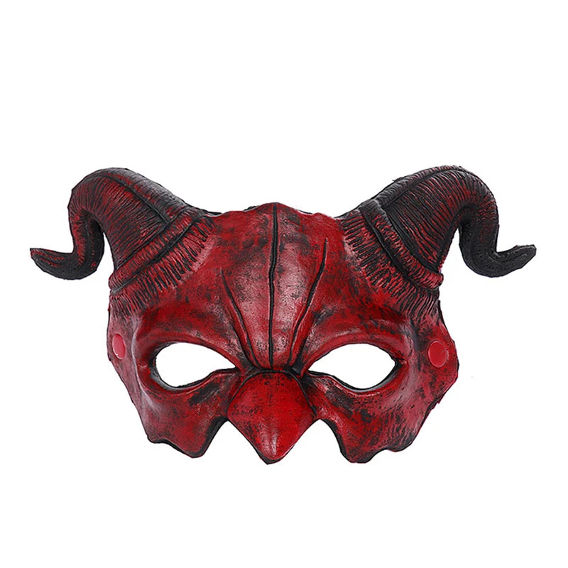 Realistic Sheep-Horned Devil Mask for Halloween Costume Cosplay - Half Face Design