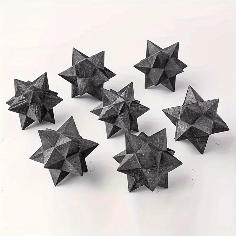 Shungite Merkaba Mineral Geometric Home Decor - Hand Carved Bohemian Gift