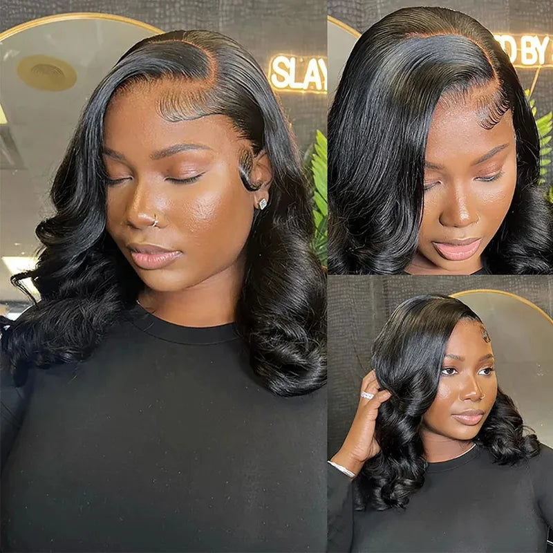 Brazilian Body Wave Bob Wig with HD Lace Frontal - Natural Human Hair, Preplucked Hairline, Multiple Lengths & Colors