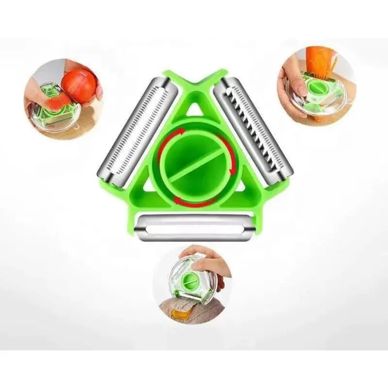 3-in-1 Rotary Vegetable Peeler Set - Stainless Steel Multi-Purpose Slicer Grater Shredder for Kitchen