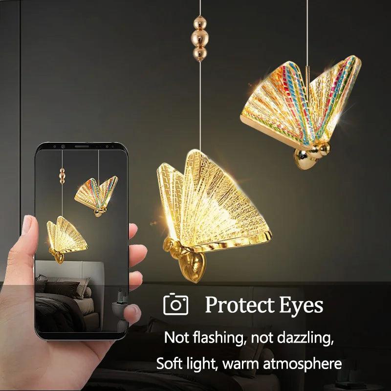 Butterfly LED Pendant Light Nordic Hanging Lamp Indoor Lighting for Bedroom Living Dining Kitchen