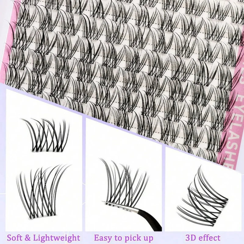 Natural Style Short Clus­ter­ed False Eyelashes with C-Shaped Curls 8-16mm