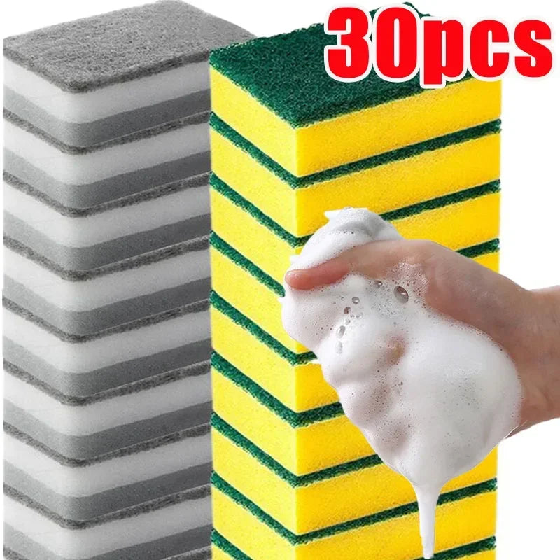30/5pcs Reusable Double-Sided Kitchen Cleaning Sponges Wipes for Pots & Dishes