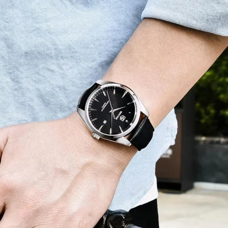Luxury Military Wristwatch for Men Waterproof Leather Quartz Watch - Multiple Colors