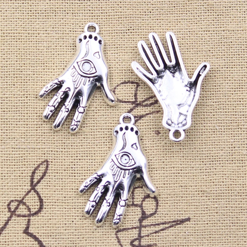 10pcs Silver Color Eye & Palm Charms for Jewelry Making - DIY Pendants