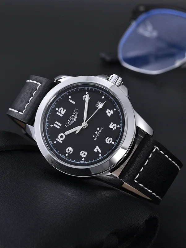 Men's Automatic Mechanical Watch - Vintage Pilot Military Style Waterproof Leather