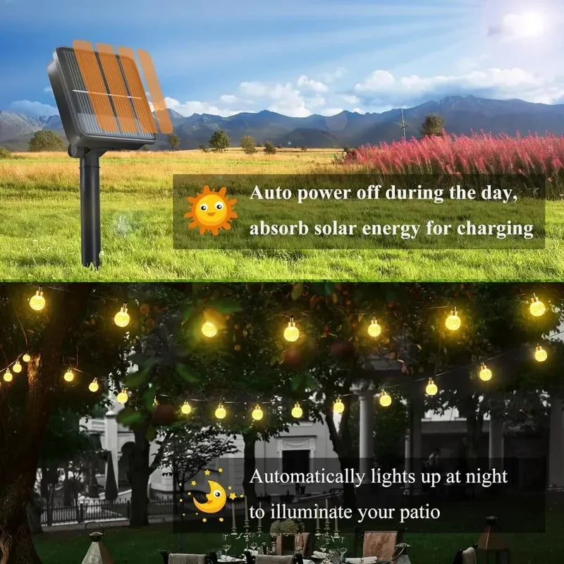 Outdoor Solar String Lights 100 LED Crystal Globe Waterproof Fairy Light