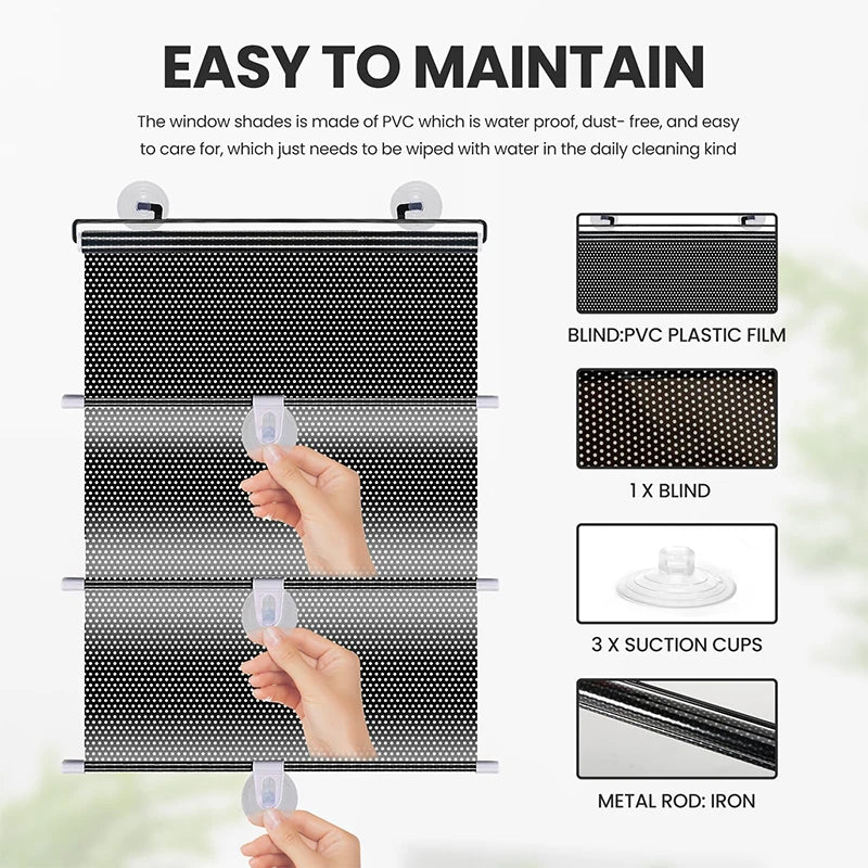 Blackout Roller Curtains for Window Kitchen Living Room - Adjustable Shade Blinds