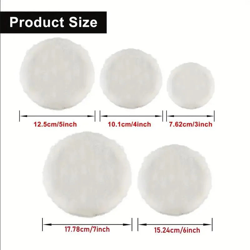 Car Polishing Wool Pads Set - 3 to 7 Inch Buffing Wheel Pads for Auto Paint Care