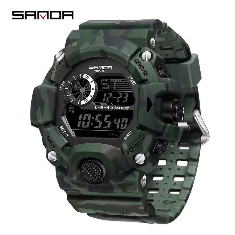 Digital Sports Men's Waterproof Watch with Shockproof Stopwatch and Military Style