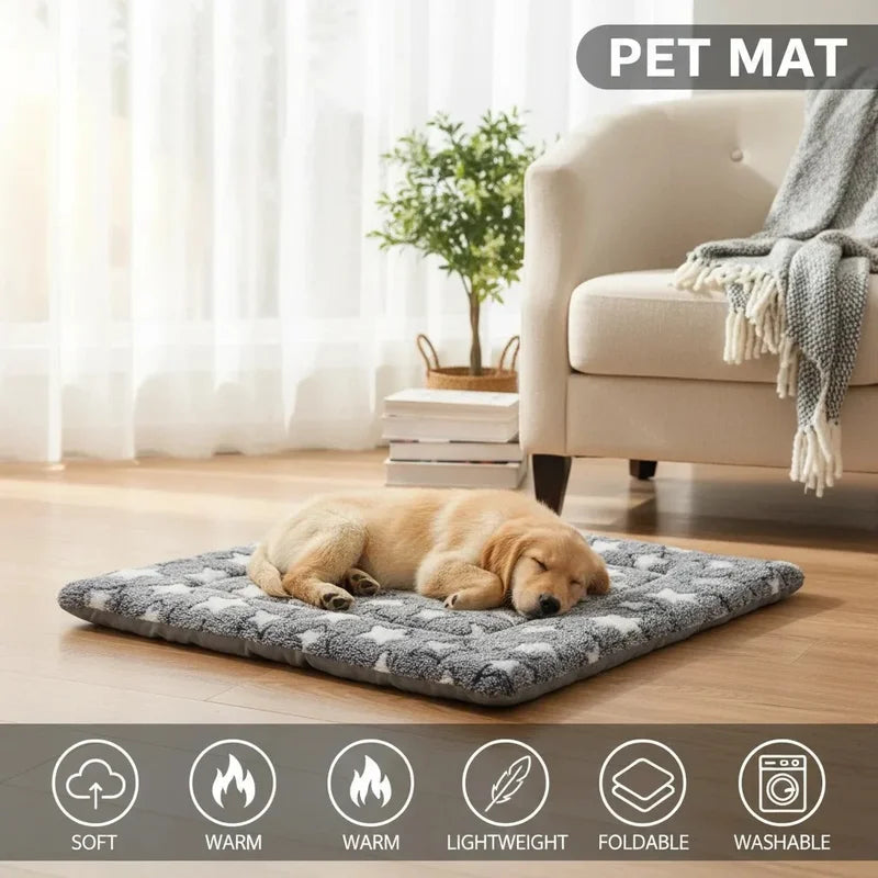 Portable Pet Bed Mat for Dogs & Cats Plush Washable Sofa Cushion Travel Blanket