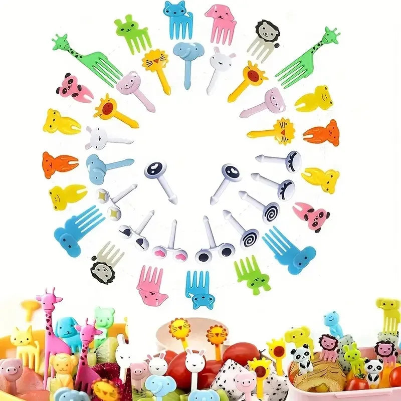 40 Pcs Animal Food Picks for Kids Bento Box - Cartoon Fruit & Snack Toothpicks