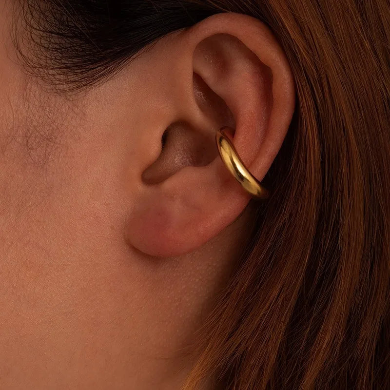 Stainless Steel Chunky Ear Cuff Earrings Women No Piercing Punk Cartilage Jewelry