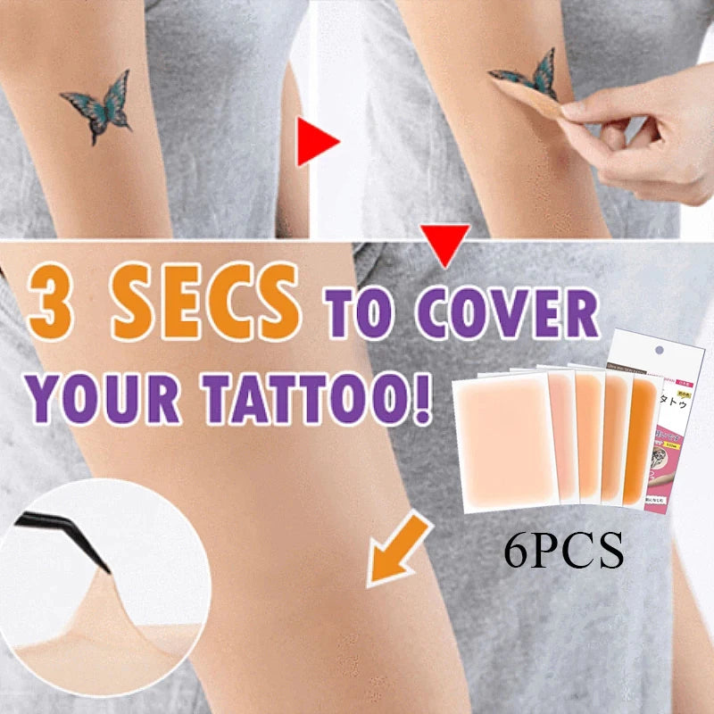 6 Pcs Waterproof Tattoo Concealing Patches Ultra Thin Skin-Colored Tape