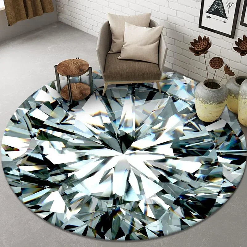 Kids Play Area Rug with Tree Ring Pattern Non-Slip Soft Carpet for Living Room Bedroom