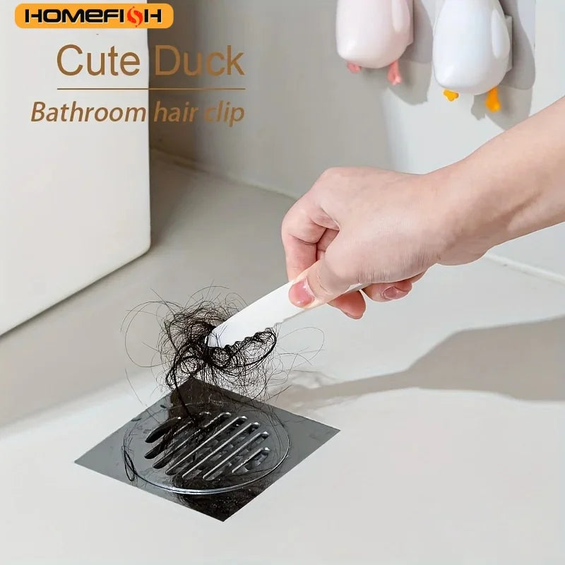 Dual-Head Bathroom Cleaning Clip with Drainage Hole - Cute Duck Design