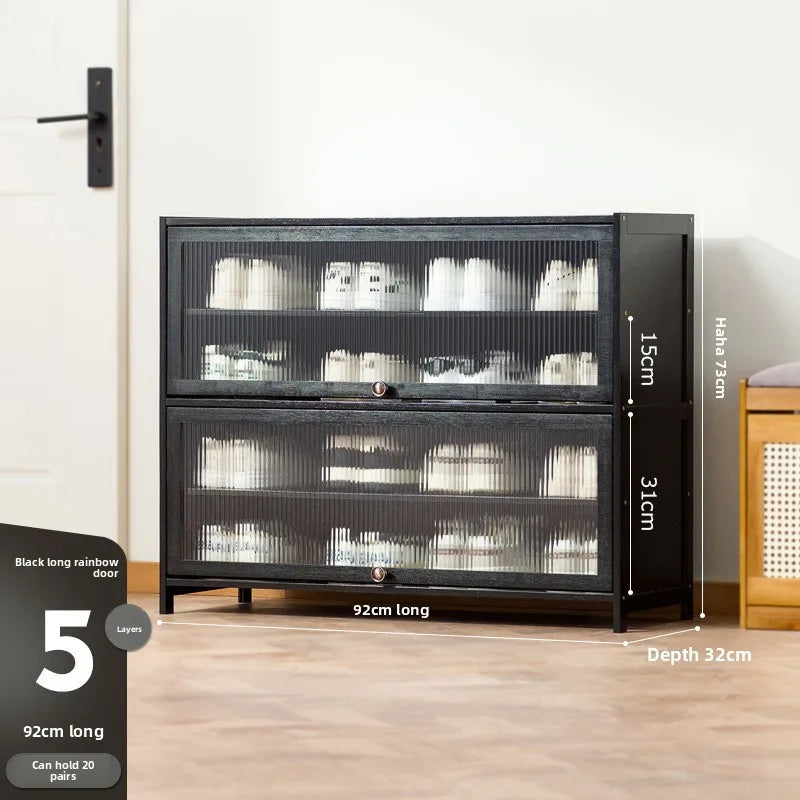 Multi-Layer Shoe Rack Storage Cabinet with Door and Large Capacity