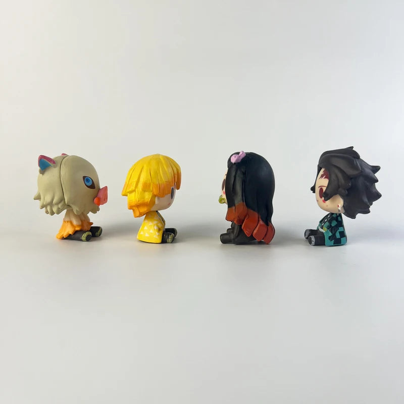4PCS Anime Demon Slayer Mini Action Figures Nezuko Tanjirou Zenitsu Inosuke PVC Collectibles