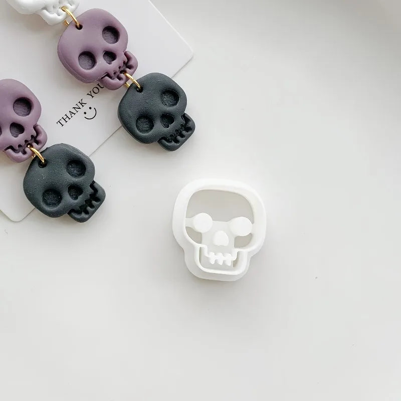 Halloween Skull Polymer Clay Cutter Mold for Beaded Jewelry & Earrings