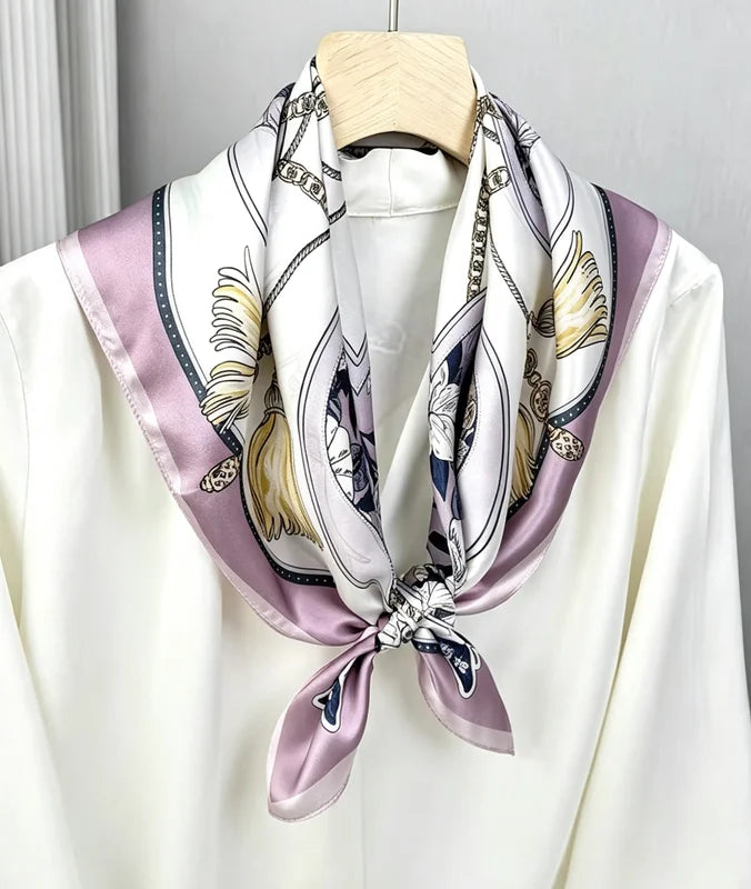 Luxury Silk Square Scarf for Women - 70x70cm Fashionable Headscarf & Bandana