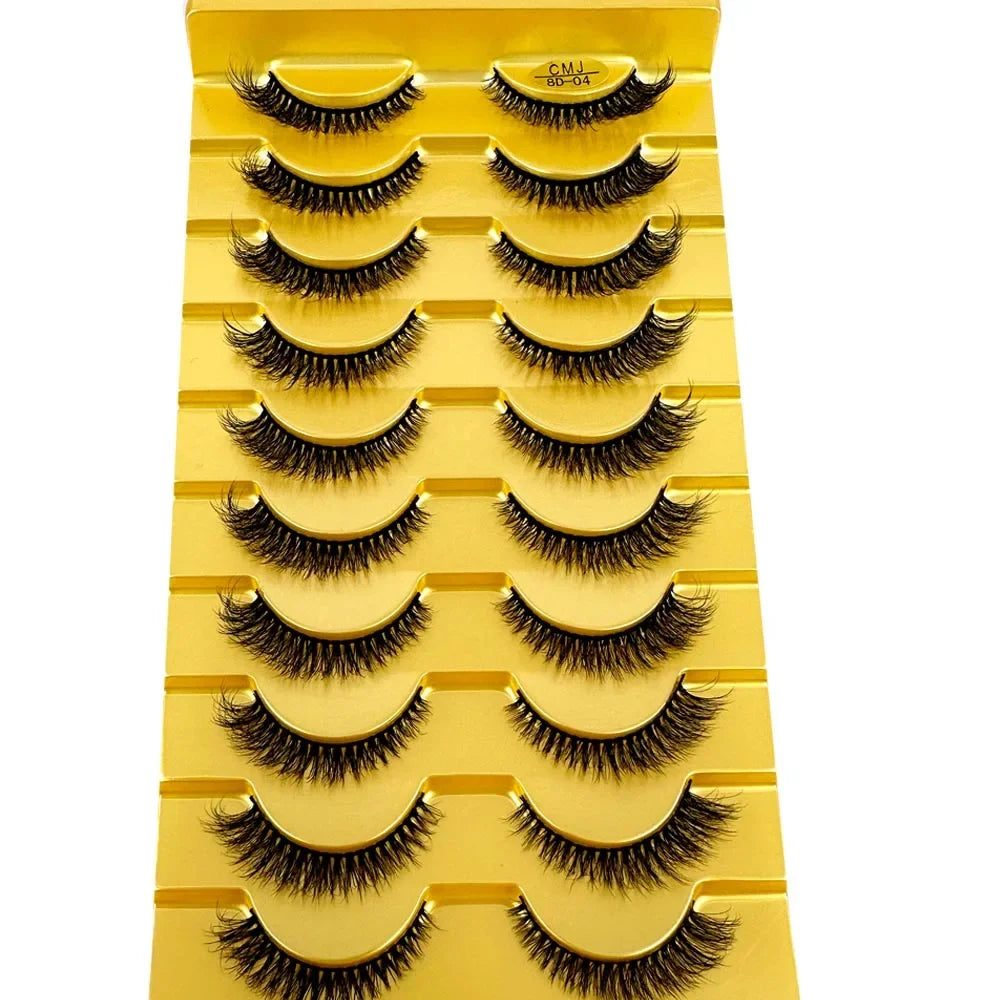 10 Pairs Fluffy Mink False Eyelashes - Natural Dramatic Look, Wispy & Long
