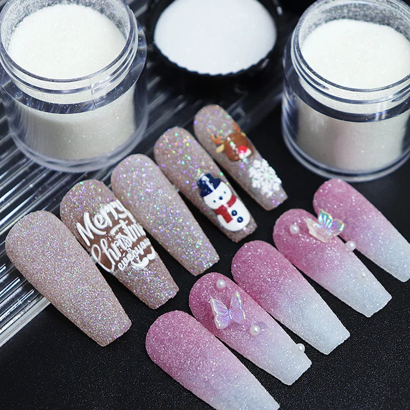 Christmas Snowflake Nail Glitter Powder - Winter Nail Art Decorations, 10g Bottle
