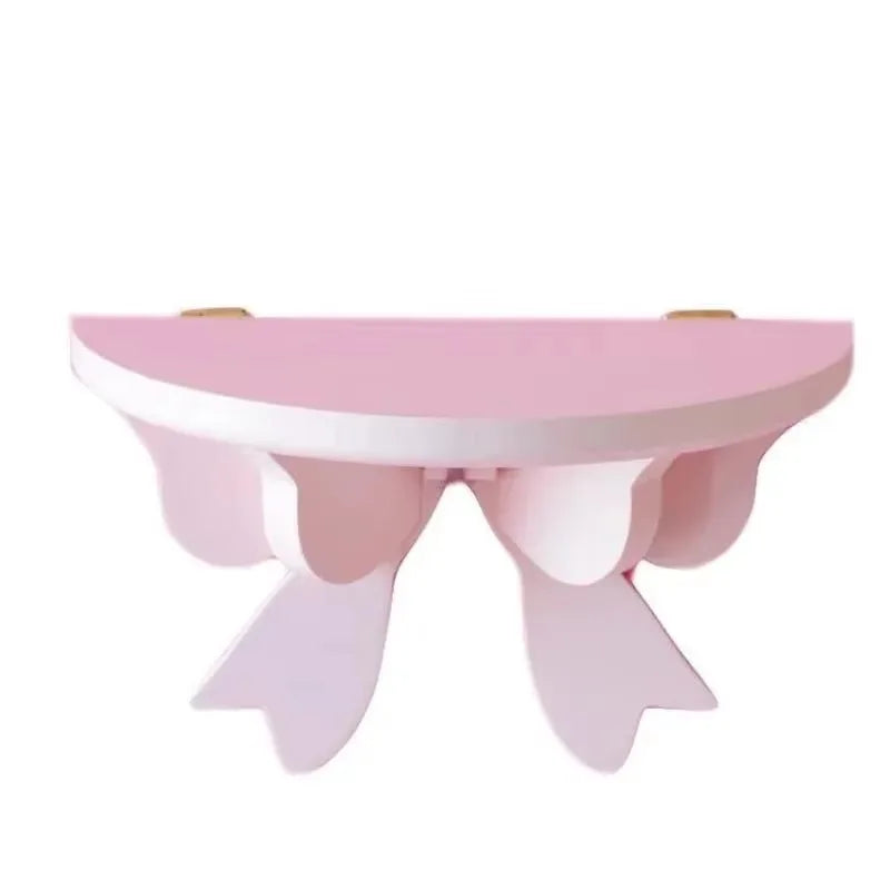 Children's Wooden Wall Shelf Organizer with Bow Shape - Pink, Blue, Green, Purple or Yellow