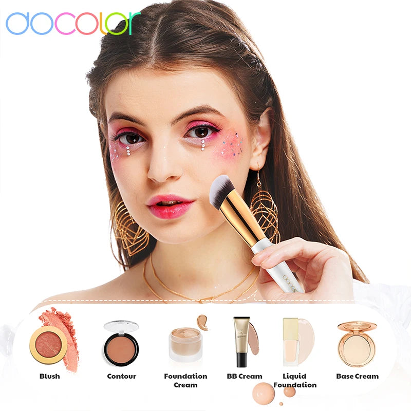 Angled Foundation & Concealer Makeup Brush Set - Vegan Synthetic Bristles