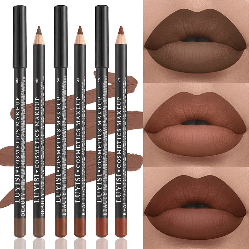Long Lasting Matte Lip Liners Set Waterproof Velvet Lip Pencils Natural Lip Shaping