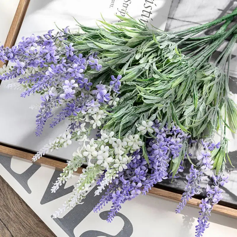 Artificial Lavender Flower Decoration Vivid Faux Flock Plant for Party & Home