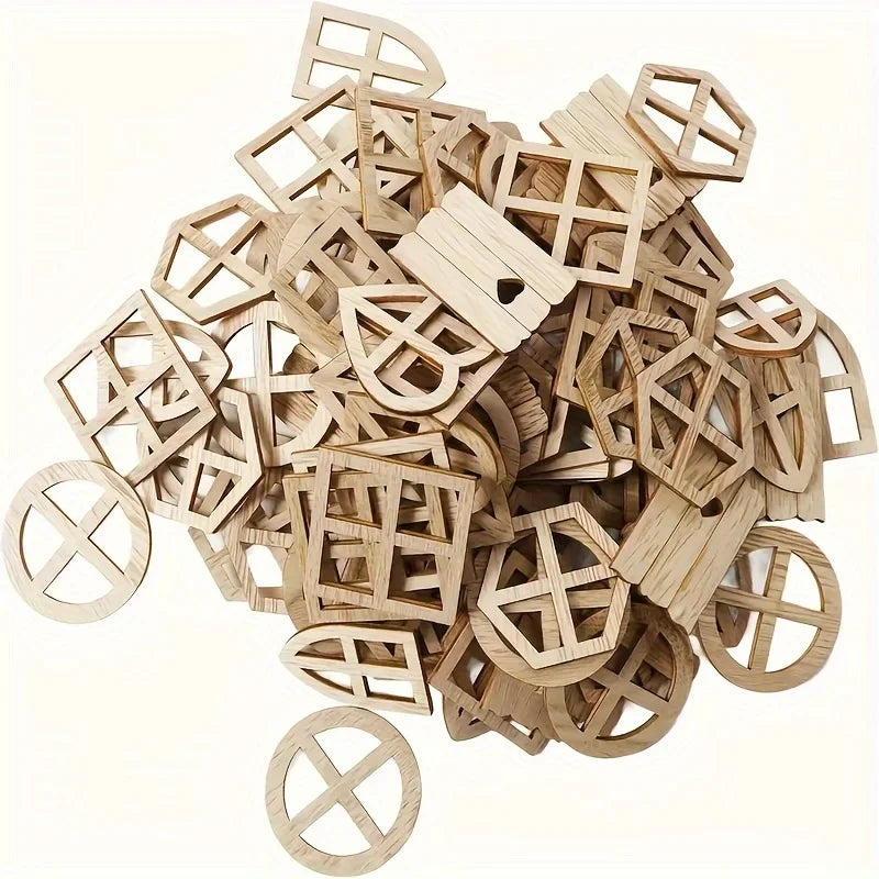 Wooden Fairy Window Decorations DIY Craft Supplies for Fairy Gardens and Scrapbooking
