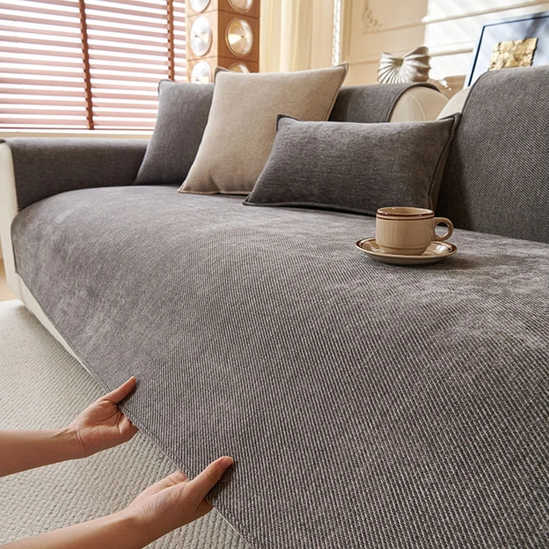 Minimalist Twill Chenille Sofa Cover Slipcover for All Seasons Living Room Furniture
