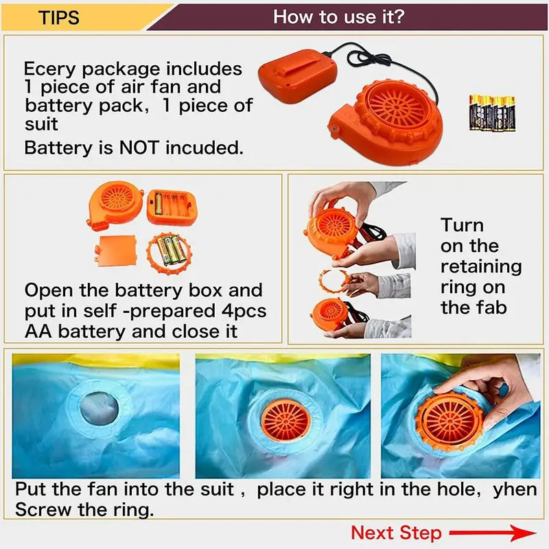 Mini Inflatable Costume Blower Fan for Dinosaur Cosplay Halloween Party