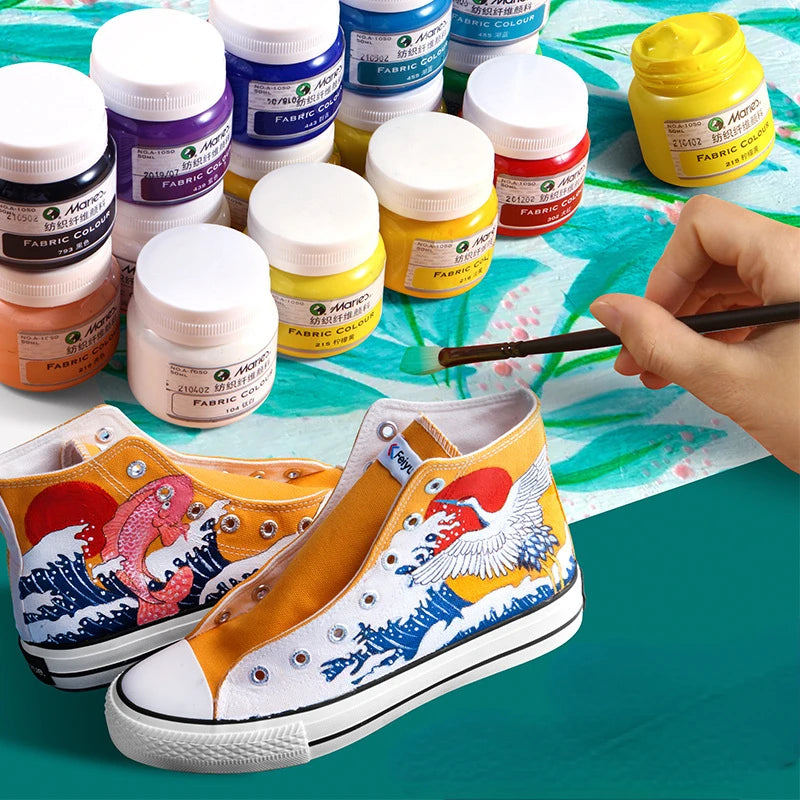 DIY Textile Fiber Paint Set Waterproof Acrylic for Clothes Bags Shoes - Multiple Colors